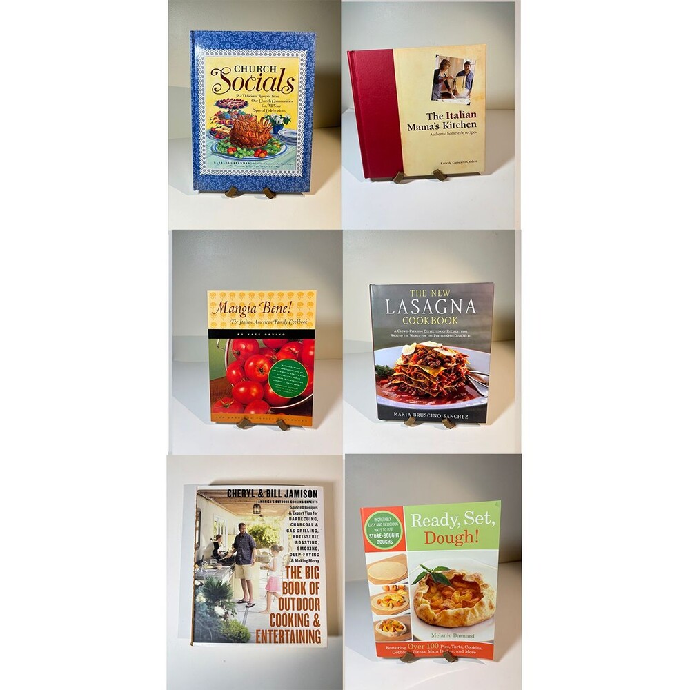 Lot of 6 Like New Cookbooks - Italian, Church Socials, Outdoor Cooking